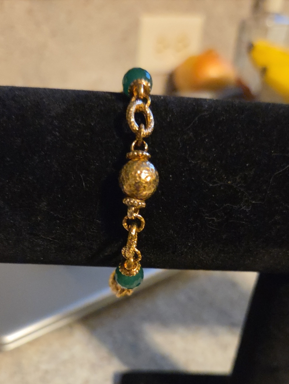 Gold-Tone Green Bead Drop Bracelet - Women's Jewelry